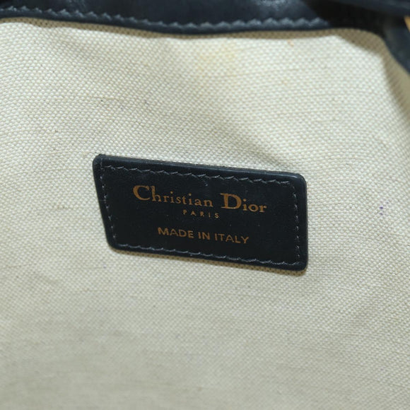Christian Dior Trotter Canvas Chain Shoulder Bag Navy Gold Auth 179181V