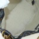 Christian Dior Trotter Canvas Chain Shoulder Bag Navy Gold Auth 179181V-18