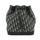 Christian Dior Trotter Canvas Chain Shoulder Bag Navy Gold Auth 179181V-2