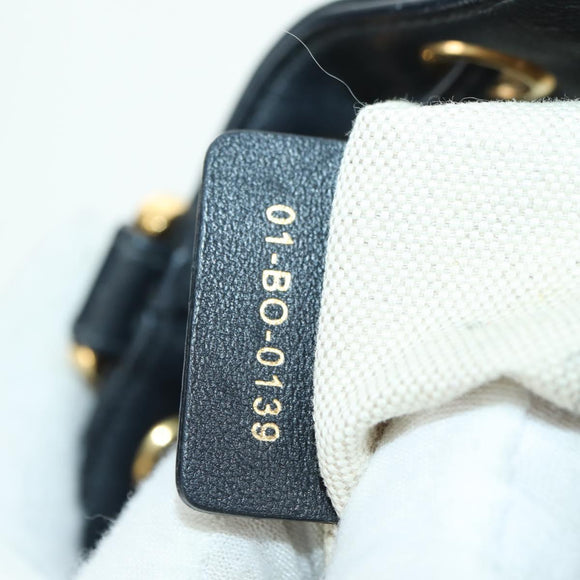 Christian Dior Trotter Canvas Chain Shoulder Bag Navy Gold Auth 179181V