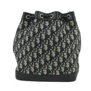Christian Dior Trotter Canvas Chain Shoulder Bag Navy Gold Auth 179181V-3