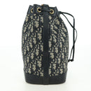 Christian Dior Trotter Canvas Chain Shoulder Bag Navy Gold Auth 179181V-5