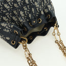 Christian Dior Trotter Canvas Chain Shoulder Bag Navy Gold Auth 179181V-6