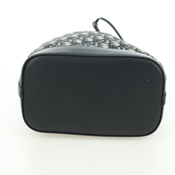 Christian Dior Trotter Canvas Chain Shoulder Bag Navy Gold Auth 179181V