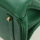 HERMES Birkin 35 Hand Bag Leather Green Gold Auth 179183SAM-11