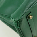 HERMES Birkin 35 Hand Bag Leather Green Gold Auth 179183SAM-12