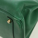HERMES Birkin 35 Hand Bag Leather Green Gold Auth 179183SAM-13