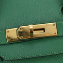 HERMES Birkin 35 Hand Bag Leather Green Gold Auth 179183SAM-15