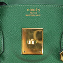 HERMES Birkin 35 Hand Bag Leather Green Gold Auth 179183SAM-16