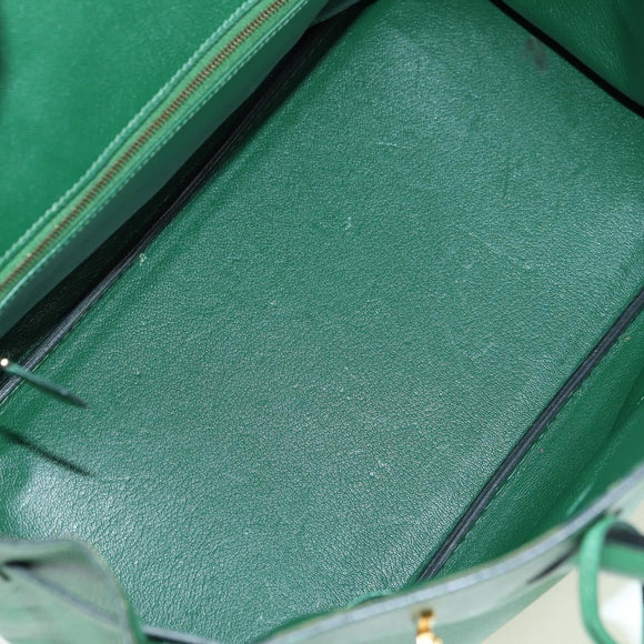 HERMES Birkin 35 Hand Bag Leather Green Gold Auth 179183SAM