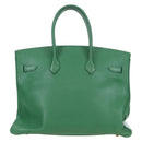 HERMES Birkin 35 Hand Bag Leather Green Gold Auth 179183SAM-3