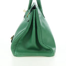 HERMES Birkin 35 Hand Bag Leather Green Gold Auth 179183SAM-4