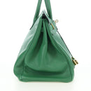 HERMES Birkin 35 Hand Bag Leather Green Gold Auth 179183SAM-5