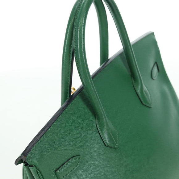 HERMES Birkin 35 Handtasche Leder Grün Gold Auth 179183SAM