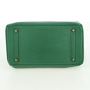 HERMES Birkin 35 Hand Bag Leather Green Gold Auth 179183SAM-9