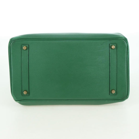 HERMES Birkin 35 Hand Bag Leather Green Gold Auth 179183SAM