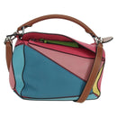LOEWE Puzzle Bag Small Hand Bag Leather 2way Multicolor Silver Auth 179185SV-1