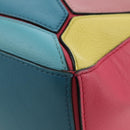 LOEWE Puzzle Bag Small Hand Bag Leather 2way Multicolor Silver Auth 179185SV-17