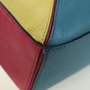 LOEWE Puzzle Bag Small Hand Bag Leather 2way Multicolor Silver Auth 179185SV-18