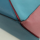 LOEWE Puzzle Bag Small Hand Bag Leather 2way Multicolor Silver Auth 179185SV-19