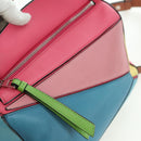 LOEWE Puzzle Bag Small Hand Bag Leather 2way Multicolor Silver Auth 179185SV-9