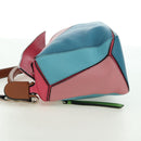 LOEWE Puzzle Bag Small Hand Bag Leather 2way Multicolor Silver Auth 179185SV-3