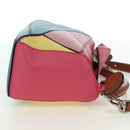 LOEWE Puzzle Bag Small Hand Bag Leather 2way Multicolor Silver Auth 179185SV-4