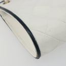 CHANEL Matelasse Chain Shoulder Bag Leather White Gold CC Auth 179186-14