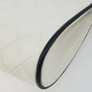 CHANEL Matelasse Chain Shoulder Bag Leather White Gold CC Auth 179186-15