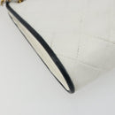 CHANEL Matelasse Chain Shoulder Bag Leather White Gold CC Auth 179186-16