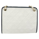 CHANEL Matelasse Chain Shoulder Bag Leather White Gold CC Auth 179186-2