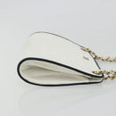 CHANEL Matelasse Chain Shoulder Bag Leather White Gold CC Auth 179186-3