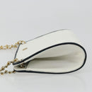 CHANEL Matelasse Chain Shoulder Bag Leather White Gold CC Auth 179186-4