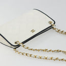 CHANEL Matelasse Chain Shoulder Bag Leather White Gold CC Auth 179186-6
