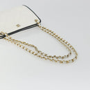 CHANEL Matelasse Chain Shoulder Bag Leather White Gold CC Auth 179186-7