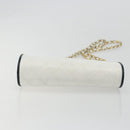 CHANEL Matelasse Chain Shoulder Bag Leather White Gold CC Auth 179186-5