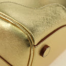 PRADA Hand Bag Safiano leather Gold Auth 179187SV-12