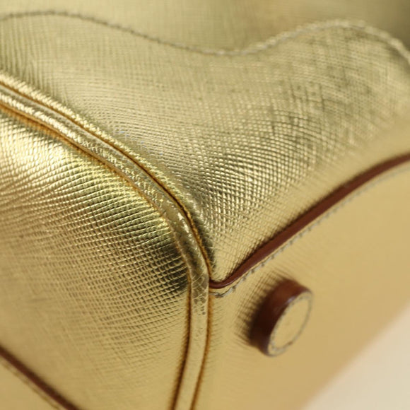 PRADA Hand Bag Safiano leather Gold Auth 179187SV