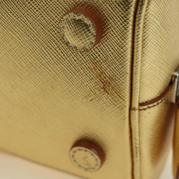 PRADA Hand Bag Safiano leather Gold Auth 179187SV