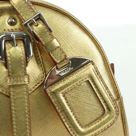 PRADA Hand Bag Safiano leather Gold Auth 179187SV