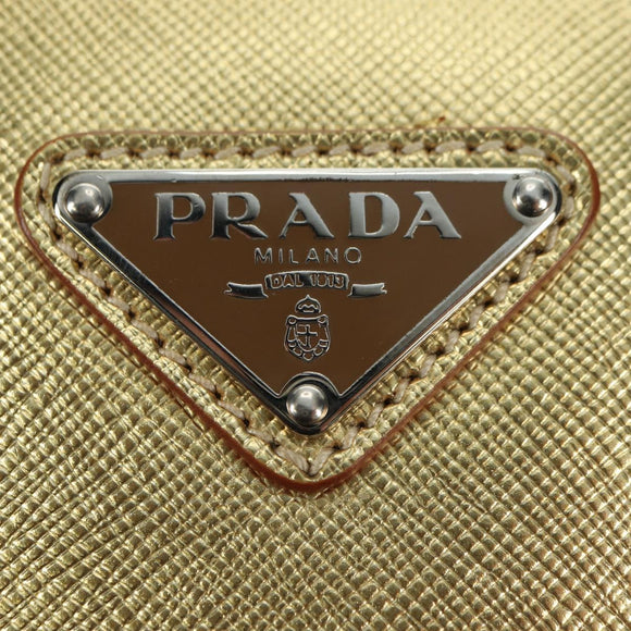 PRADA Hand Bag Safiano leather Gold Auth 179187SV