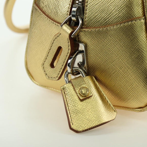 PRADA Hand Bag Safiano leather Gold Auth 179187SV