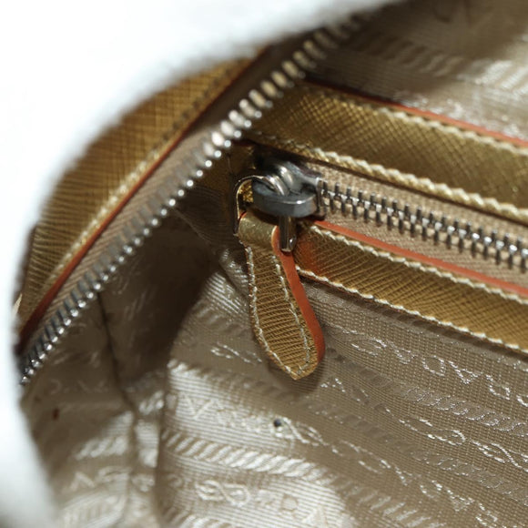 PRADA Hand Bag Safiano leather Gold Auth 179187SV