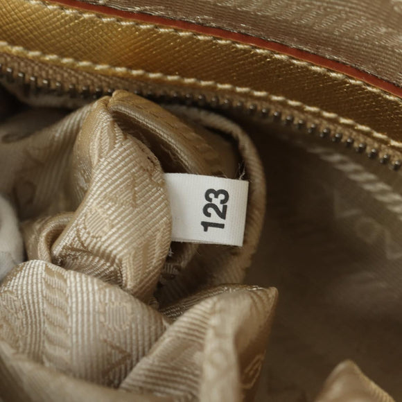 PRADA Hand Bag Safiano leather Gold Auth 179187SV