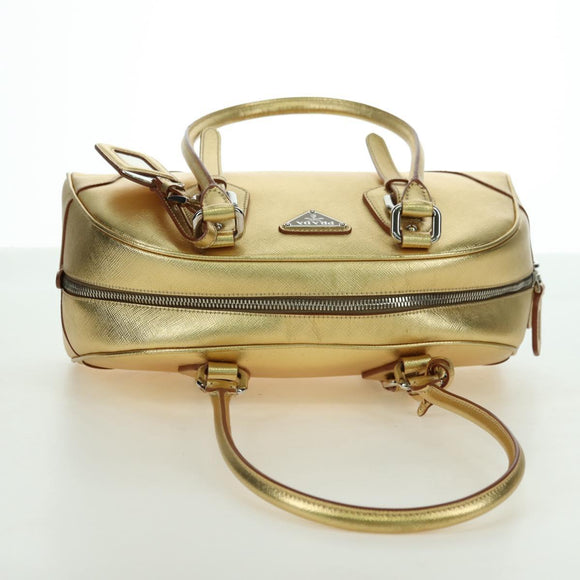 PRADA Hand Bag Safiano leather Gold Auth 179187SV