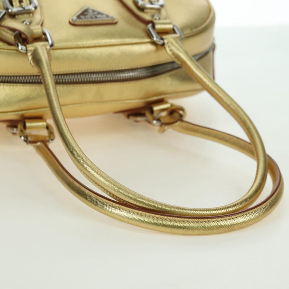 PRADA Hand Bag Safiano leather Gold Auth 179187SV