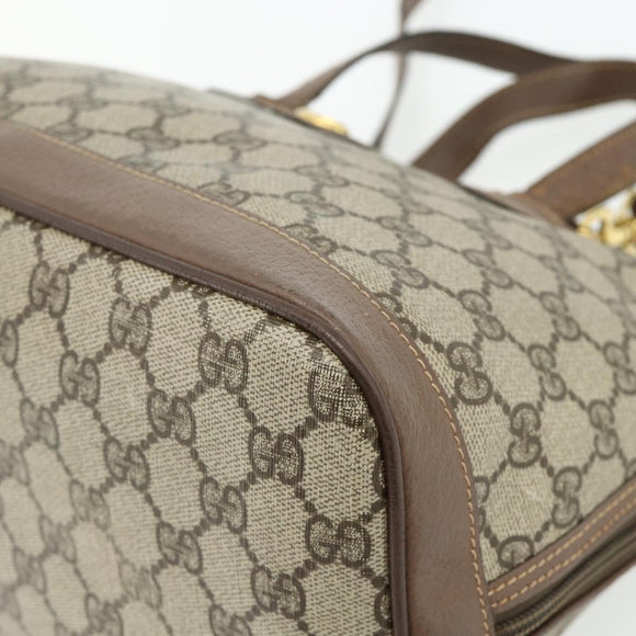 GUCCI GG Supreme Hand Bag PVC 2way Beige Gold Auth 179199