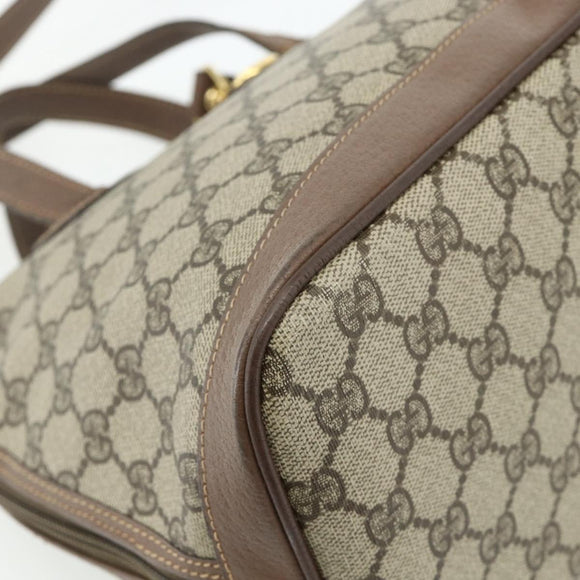 GUCCI GG Supreme Hand Bag PVC 2way Beige Gold Auth 179199