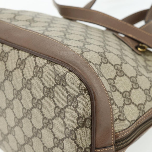 GUCCI GG Supreme Hand Bag PVC 2way Beige Gold Auth 179199