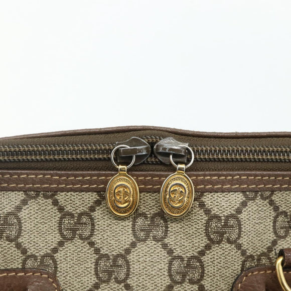 GUCCI GG Supreme Hand Bag PVC 2way Beige Gold Auth 179199